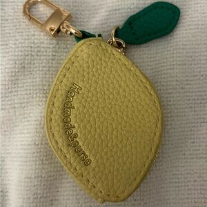 Yellow Leather Lemon AirTag AirPod Pouch Keychain